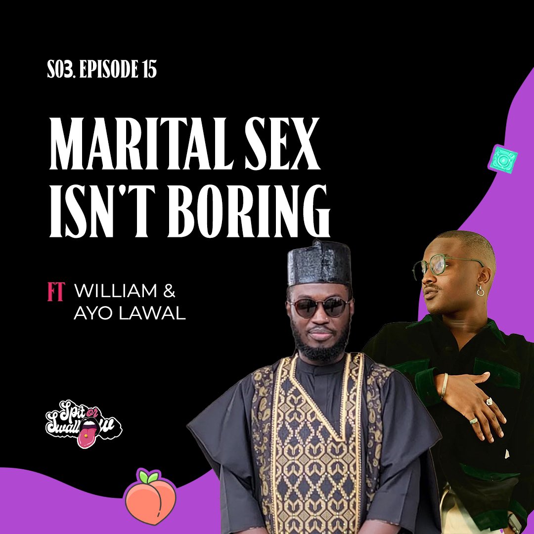 This week, our host is joined by talented creatives, <a href="/WilliamPObubo23/">William P. Obubo</a> and <a href="/lawalayomipo/">The Ayo Lawal.</a>. 

Together they discuss marriage, infidelity, assumptions and misconceptions about monogamous marriages, contraceptives, keeping sex spicy and so much more. 

Tap the link in bio to listen!