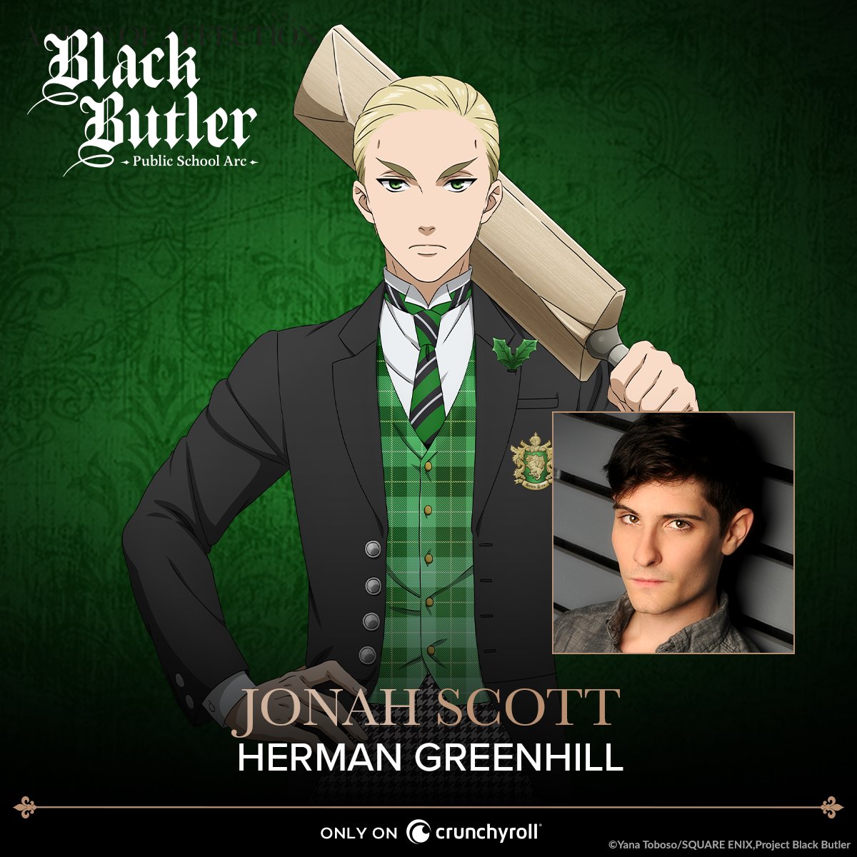 ☕️ TALLYHOOOOOO!!!☕️ WITH GUSTO I ANNOUNCE- I voice Prefect Herman Greenhill in the Black Butler Public School Arc!! Once, a pipedream of a young weeb. Now reality. This show means ALOT to me and I can't wait to wot-wot for you all! Thank you to @caitlinsvoice and the cast!!