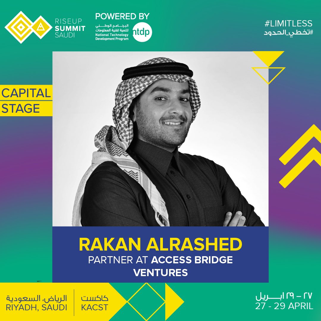 Curious to find out how the venture capital world has shifted over the past year? 

Meet our speaker, Rakan AlRashed, partner at Access Bridge Ventures!

Register now: riseupsummit.ticketsmarche.ae/en/all.html

📅 27.28.29 April (KACST)