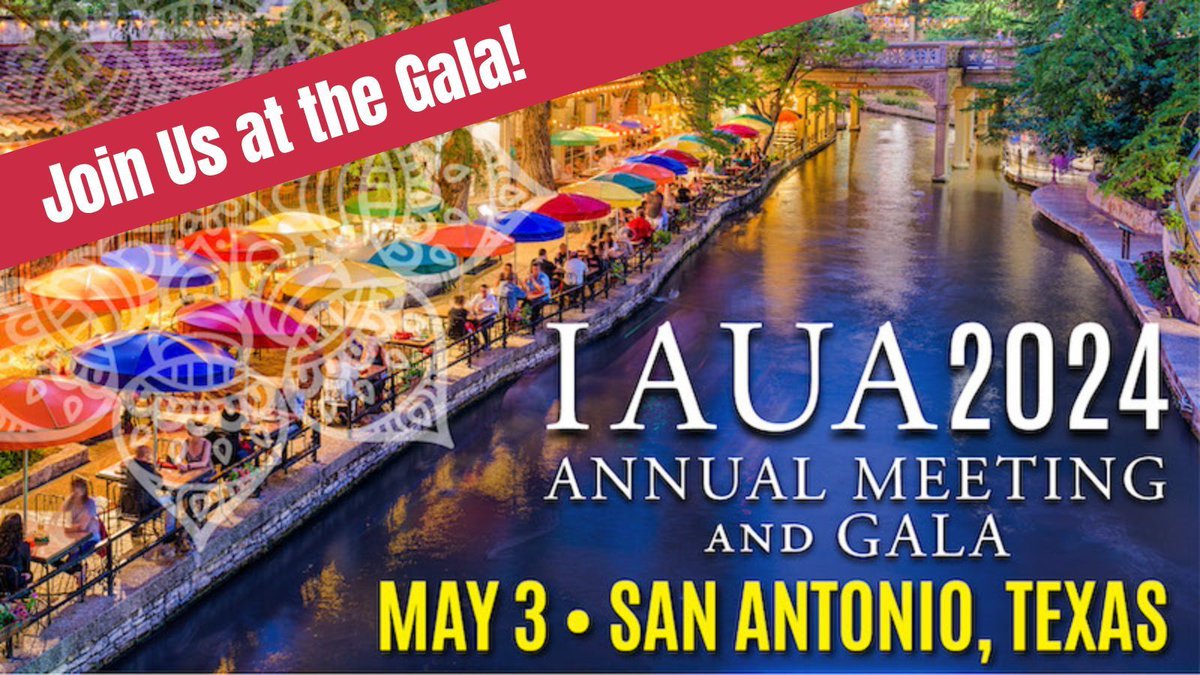 Join us at the Gala at #IAUA2024! From 6pm to 9:30pm at The Presidio AB at the Grant Hyatt San Antonio on May 3. Gala tickets can be purchased during meeting registration, we look forward to seeing you there! Learn More + Register Now: buff.ly/4bbNvJQ #IAUA