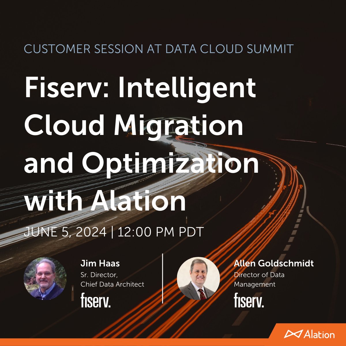 We're slidin' into your @SnowflakeDB #DataCloudSummit agenda like 🏎️ 📆 Add our session with @Fiserv on 6/5 to your calendar! They'll chat about how Alation helped Fiserv catalog and deliver data to end users across multiple business units. See more alation.com/events/snowfla…