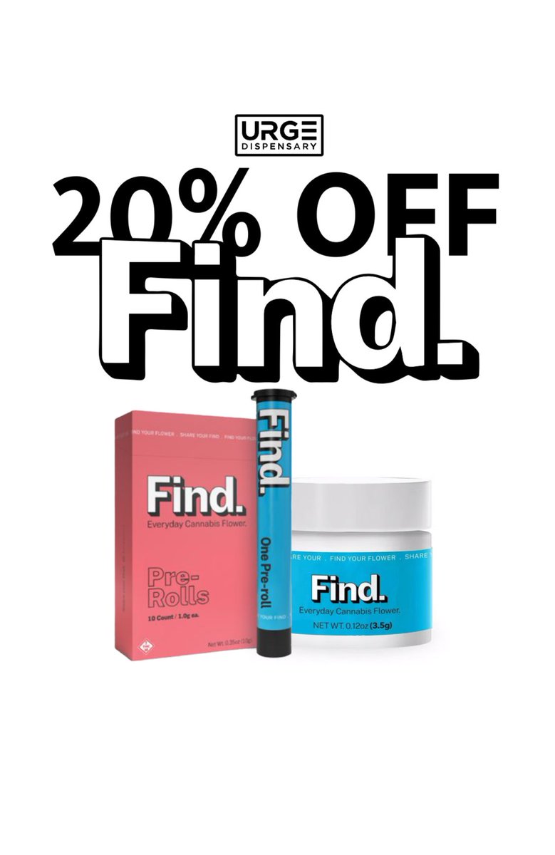 20% OFF ALL Find. Flower!!!! Come through we got the Best & Freshest 🍃 in Town 💨

#UrgeNJ #UrgeDispensary #grandopening #njdispensary #cannabis420 #cannabisplants #recreationalcannabis #medicalcannabis #elizabethnj