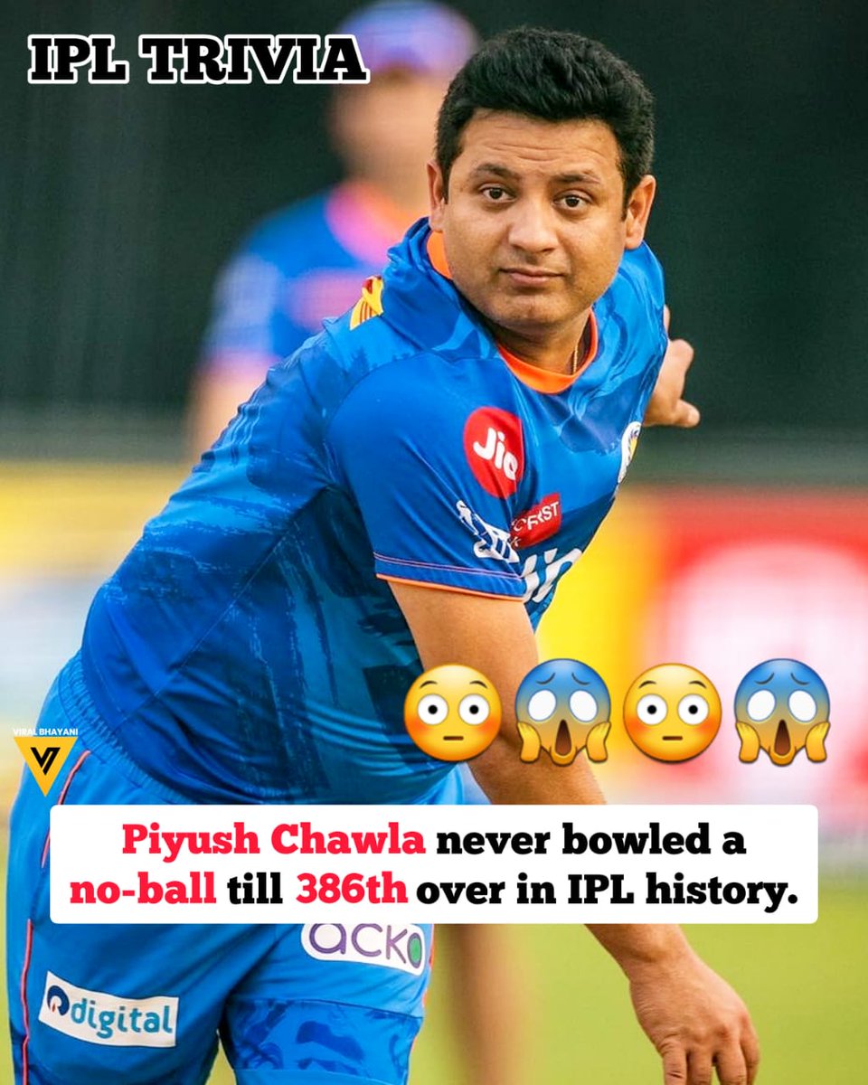Piyush Chawla's ipl match is quite remarkable and shows his exceptional control and accuracy as a bowler as he didn't ball a single no-ball till 386th over 🏏🎯😊 #piyushchawla