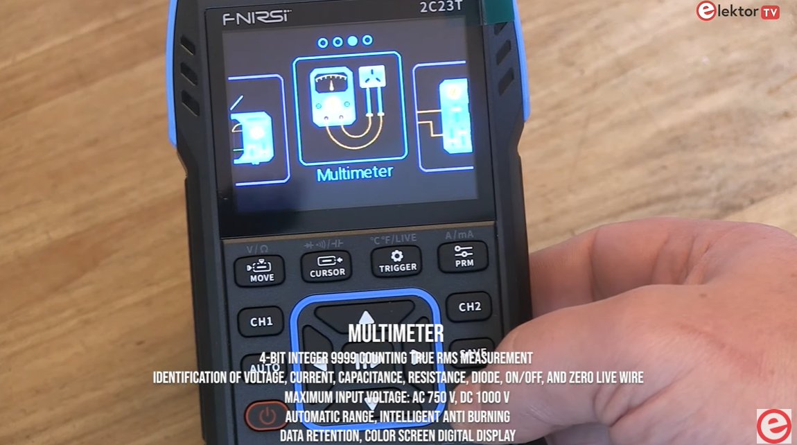 Elektor's tweet image. Discover the versatility of the Fnirsi 2C23T in our latest review! 
🎥 bit.ly/4baQCBv
This compact 3-in-1 device combines a dual-channel digital #oscilloscope, a precise #multimeter, and a powerful #signalgenerator
Buy now at Elektor: bit.ly/3UkwJBp