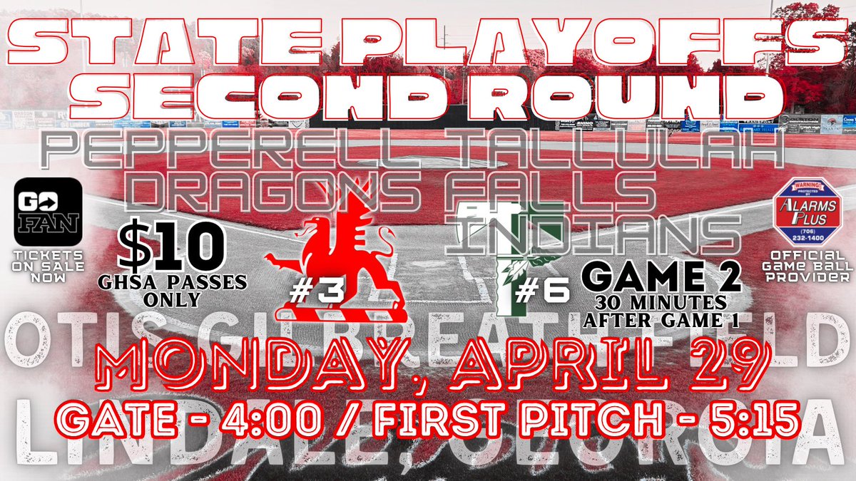 Second round info

Dragons host a top 10 team with a roster from 4 different countries

DH begins at 5:15

Game 3, Tuesday 5:45

Will be hard to beat that first round crowd #mafia 🐉🔥

<a href="/Pepperell_Pulse/">Pepperell High School</a> @PHSDragon1 
<a href="/AFarrersports/">Alex Farrer</a> <a href="/romenewstribune/">Rome News Tribune</a> 
<a href="/TheCoachesBoxGA/">Coaches Box Georgia</a> <a href="/NWGABaseball/">NWGABaseball</a>