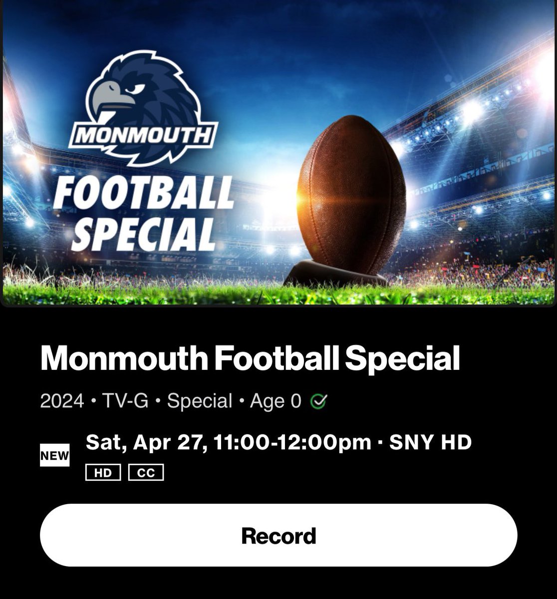 Your Saturday morning plans The @MDigitalNetwork Football TV Special will air on @SNYtv tomorrow at 11 a.m. #FlyHawks || @CAAFootball