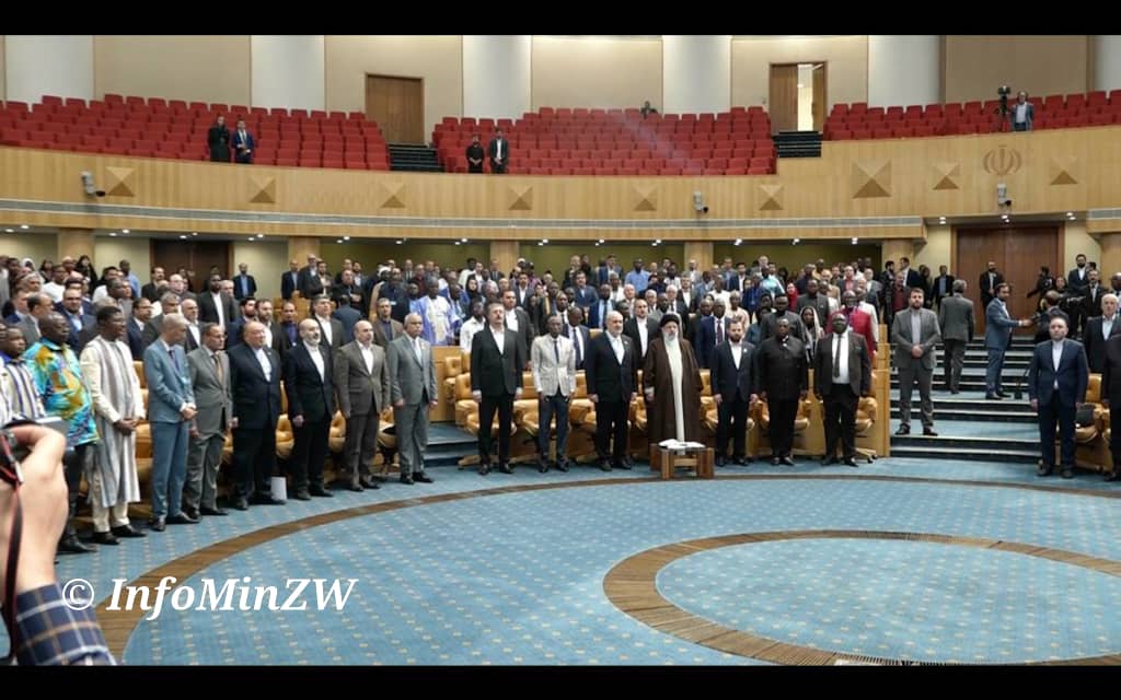 Vice President Gen (Rtd) Dr C.G.D.N Chiwenga attended the opening ceremony of the 2nd Iran-Africa International Economic Conference today in Tehran, Iran. He also had the opportunity to meet with the Iranian President Ebrahim Raisi on the sidelines of the conference #Engagement