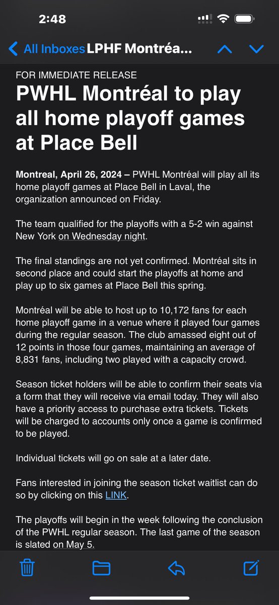 Who’s going to Place Bell for the playoffs? #PWHL #Womenshockey