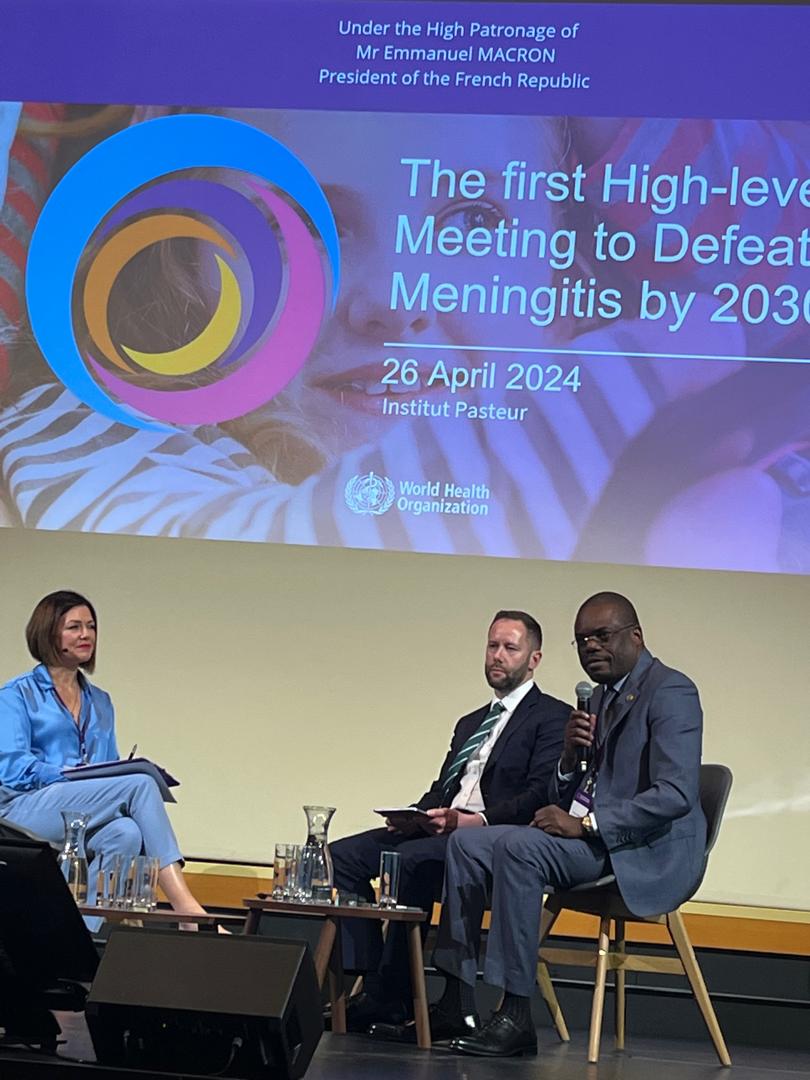 At the inaugural @WHO High-level Meeting in #Paris, under H.E. @EmmanuelMacron's High Patronage, I discussed implementing the roadmap to defeat #Meningitis by 2030, focusing on Member States' readiness for national plans, especially in research and development and disease…