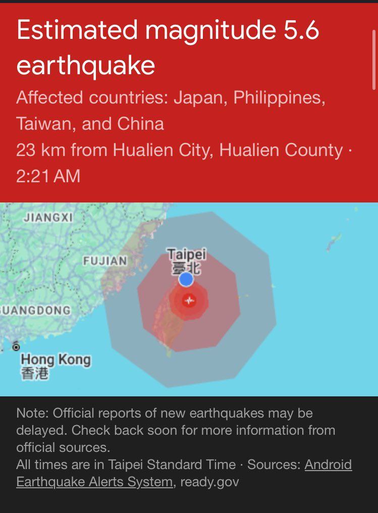 #BREAKING 🇹🇼
5.7 magnitude earthquake hits Taiwan, with the epicenter in Xiulin, 10 km deep. Tremors also felt in the capital, Taipei. Stay safe! #TaiwanEarthquake #Xiulin #Taipei