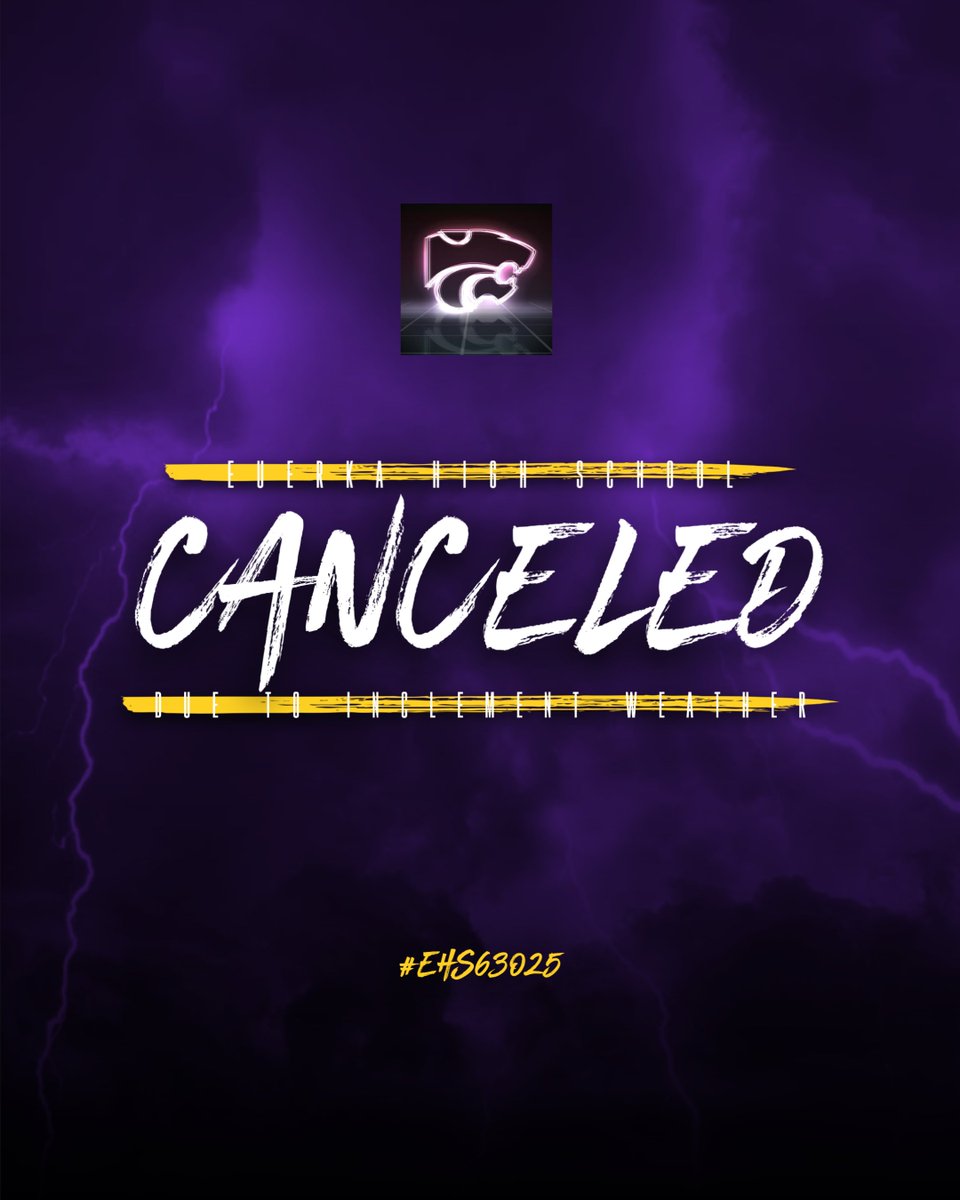 Today's Day 2 of the Kimball-Wintermeyer Girls Track Invitational at EHS has been canceled. V @EHS_MObaseball canceled today as well. Make up game TBD.