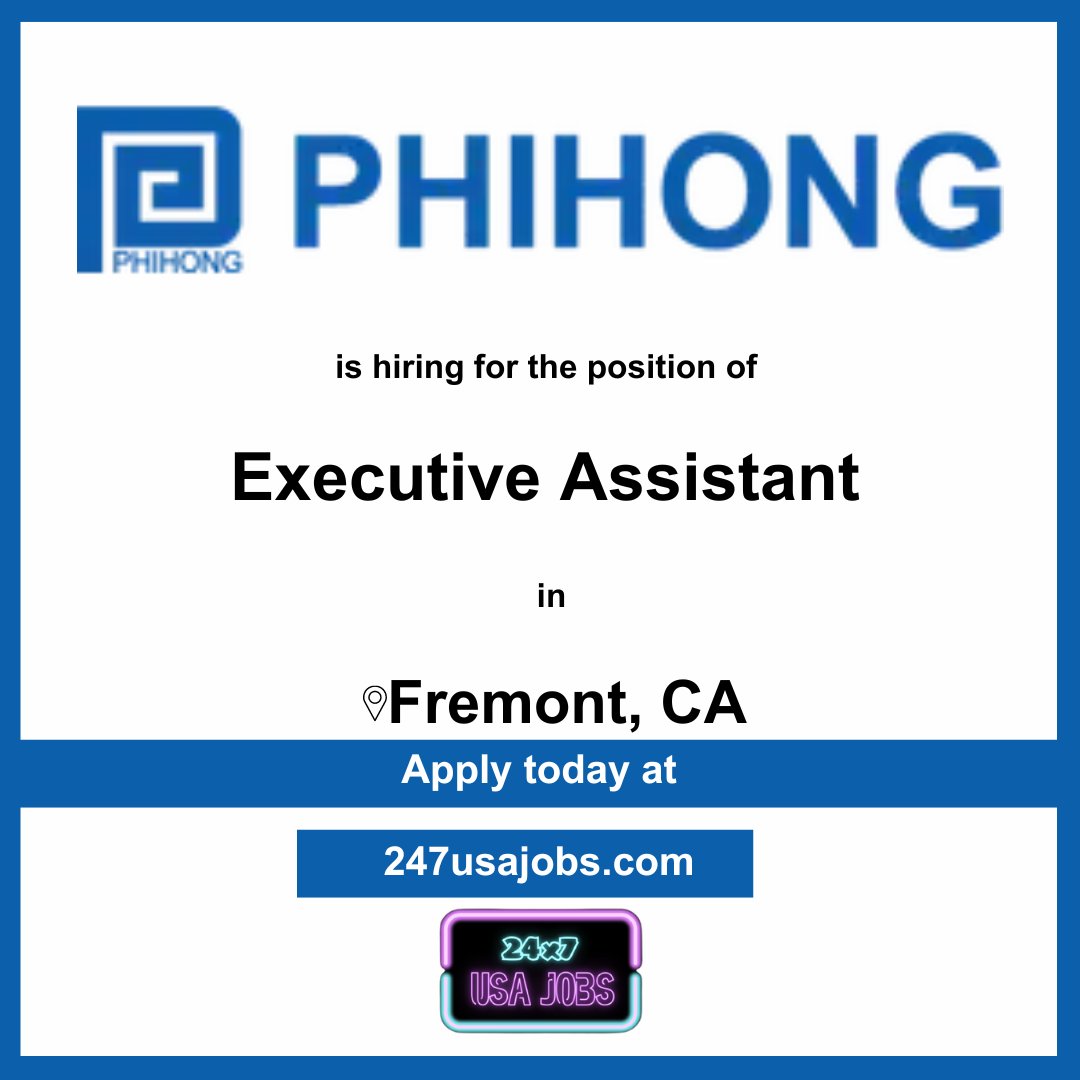 Exciting opportunity! @PhihongTechUSA is seeking an Executive Assistant in Fremont, CA. If you're highly organized and thrive in a fast-paced environment, apply today! #PhihongTechnologyUSA #ExecutiveAssistant #FremontCA