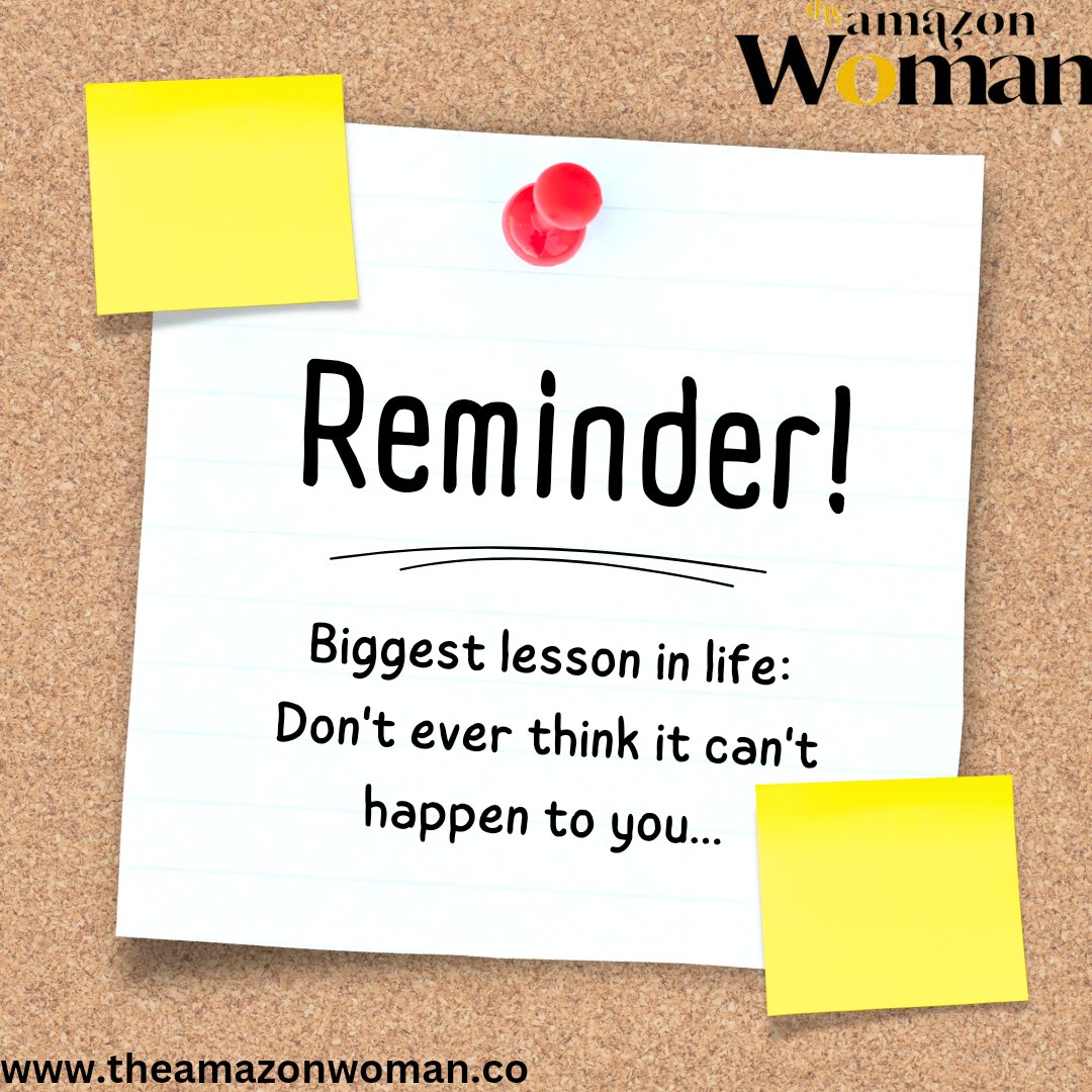 Biggest lesson in life: Don't ever think it can't happen to you...

Join Nigeria first inspirational magazine for 40+ women
Visit our website @ theamazonwoman.co

#theamazonwoman
#theamazonwomanmagazine
#onlinemagazine
#40andbeyond
#explore
