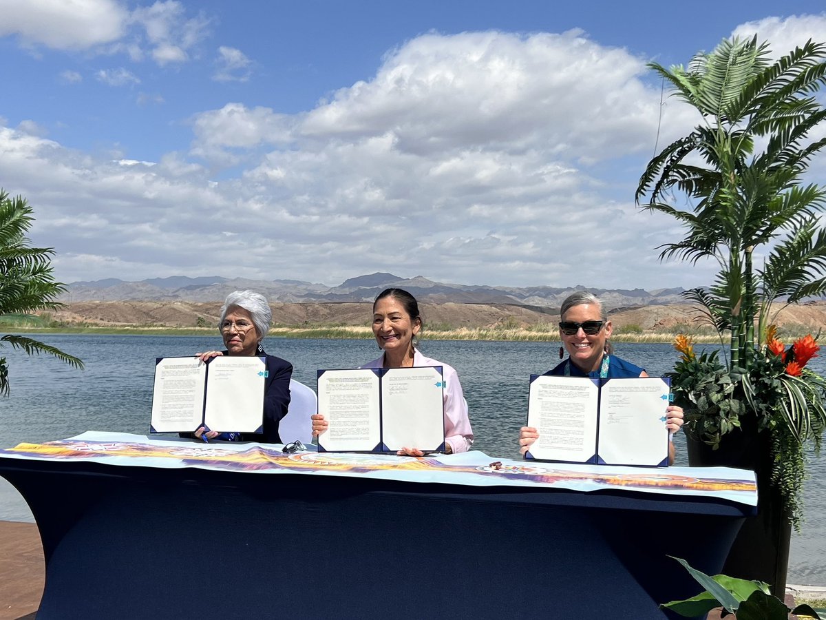 Securing the water rights that Tribes have long been owed is key to planning for their abundant future in the face of climate change and water scarcity. Today, I was honored to celebrate a historic water rights agreement with the Colorado River Indian Tribes in Arizona.