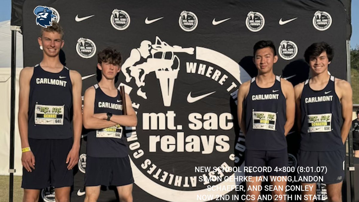 Currently 2nd in PAL and 29th in State New School record in the 4x800 (8:01.07) Congrats to Simon Gehrke, Ian Wong, Landon Schaefer, and Sean Conley