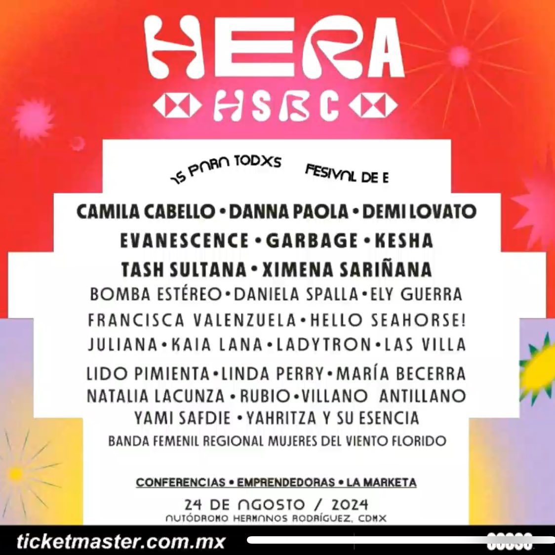 🚨!!!!! Natalia en México 🇲🇽!!!!!🚨

Emoción total no te lo puedes perder♥️

Un festival #DeEllasParaTodxs! 🪩❤️‍🔥

📌 Autódromo Hermanos Rodríguez, 24 de agosto

#GranVentaHSBC: 2 y 3 de mayo
Venta general: 4 de mayo