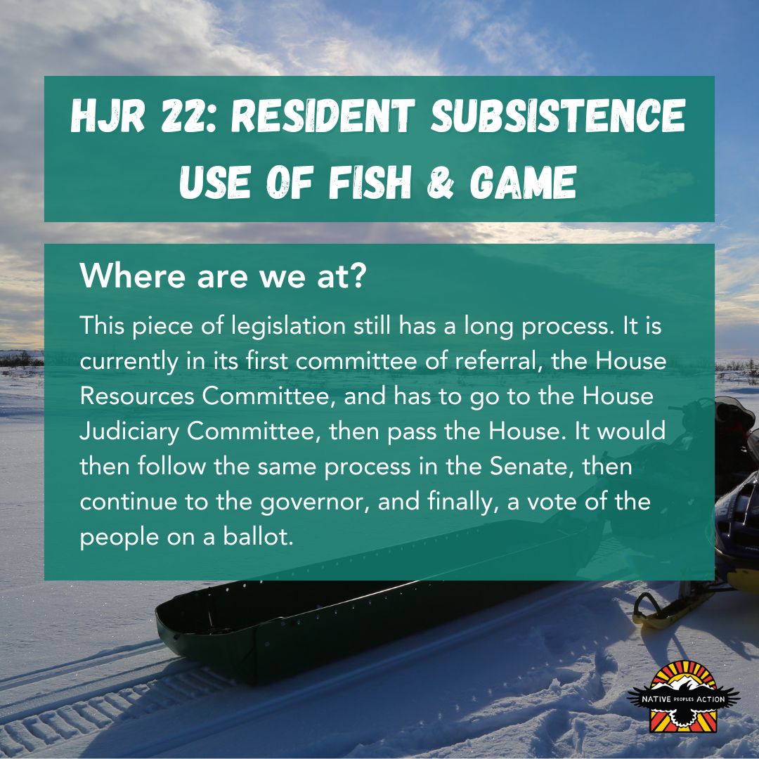 Listen in today to the House Resources Committee where they will cover HJR 22. NPA does not support the resolution in its current form. No public testimony will be taken at this meeting, but you can listen at AKL.tv or through the phone numbers listed below.