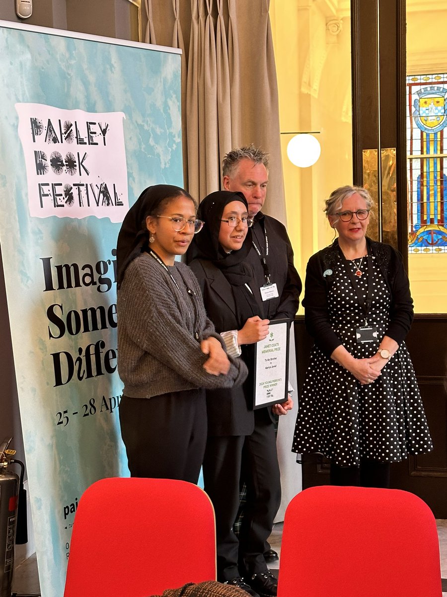 A huge congratulations to Mariya Javed, S3, who tonight was awarded the Janet Coats Memorial Prize for her poem “To My Brother”. <a href="/BookPaisley/">PaisleyBookFest</a> <a href="/stbenedictsren/">St Benedict's High School</a>