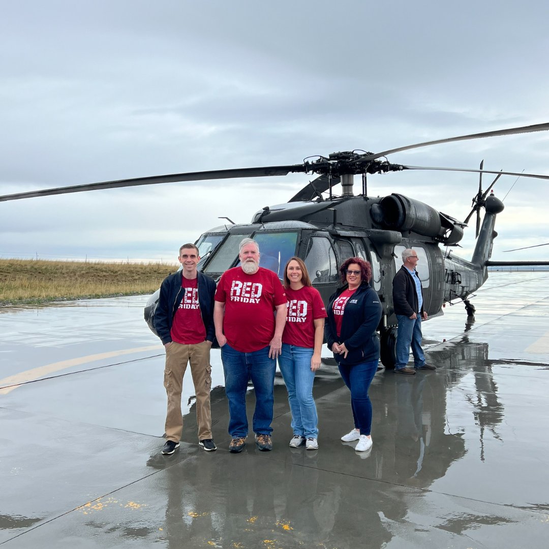 Our Veterans Inc. staff in Montana, Zakaree, Michelle, Eric, & Lacey who attended the Montana Employer Supports of the National Guard & Reserve. They received a statement of support, learned about the Montana ESCR, & enjoyed a flight on a Black Hawk! #HireVets #SupportVeterans