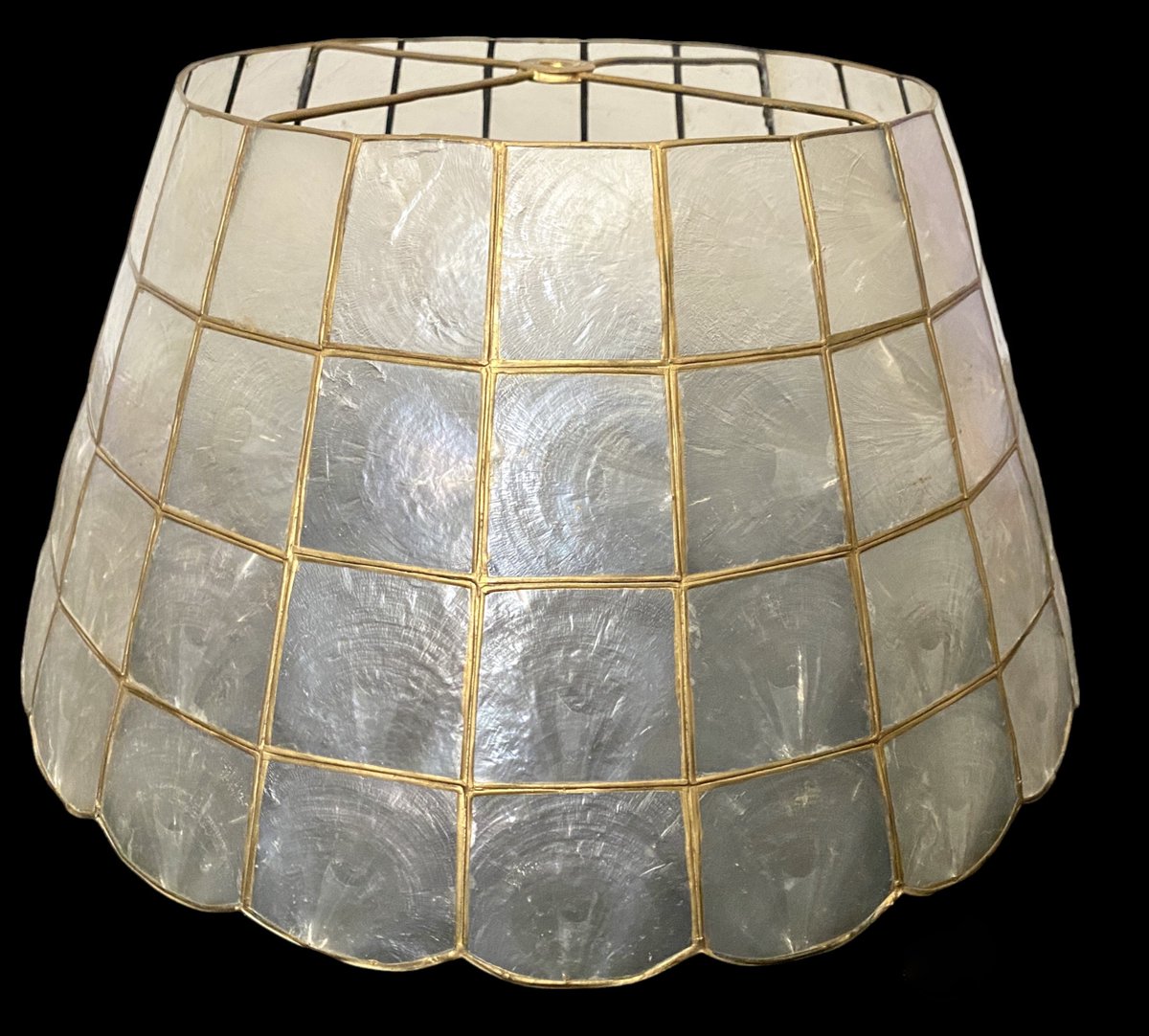 Vintage Capiz Mother of Pearl Lamp Shades Large Size 8' tall x 16' across base THREE available etsy.me/3wP6Ktz #Vintage #Capiz #Shell #MotherOfPearl #Lamp #Shades #MOP #MCM #LampShades #Retro #HomeDecor etsy.me/4aut4rH