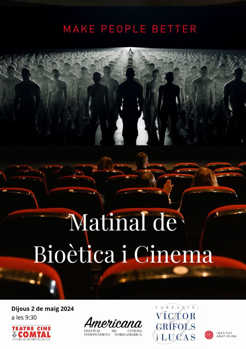 🗣️ Matinal de bioètica i cinema
📍Teatre Cine Comtal, de Ripoll
🕰️ dijous, 2 de maig, a les 9:30