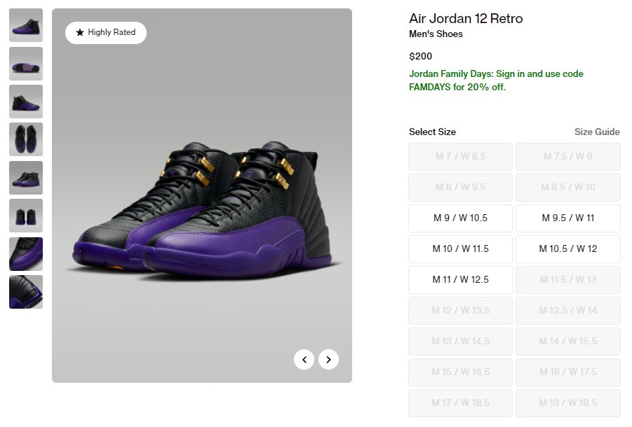 Air Jordan 12 'Field Purple' is available for $160 on Nike Use code FAMDAYS 📲 nicedr.ps/4bhcI5H #AD