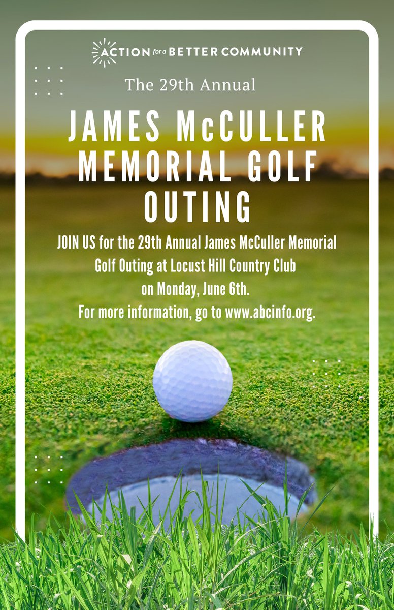 JOIN US for the 29th Annual James McCuller Memorial Golf Outing at Locust Hill Country Club on Monday, June 6th. For more information, go to abcinfo.org/events/29th-an…