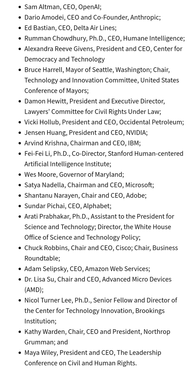 The current administration brought all these Closed AI folks together to create an 'AI Safety Board.' Noticeably absent from this list are two of the most prominent leaders in the space - Zuck and Elon This is absolutely terrifying, to say the least!!