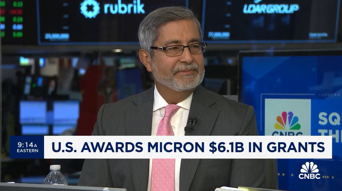 Tune in to @CNBC @SquawkStreet to hear @MicronCEO share how the newly announced #CHIPSAct grants will support Micron's planned leading-edge memory #manufacturing in Idaho and New York, creating approx. 75,000 domestic jobs over the next 20-plus years. cnb.cx/3JBVfcd