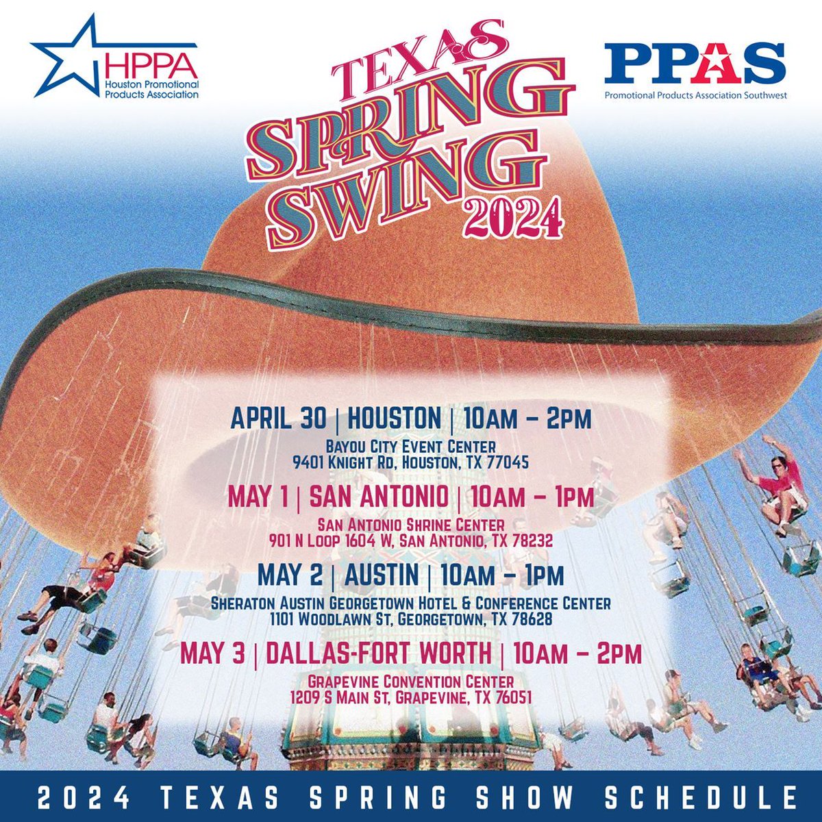 Howdy folks! Get ready to lasso some fun at the Texas Spring Swing next week! Mosey on by and check out our awesome promo solutions!