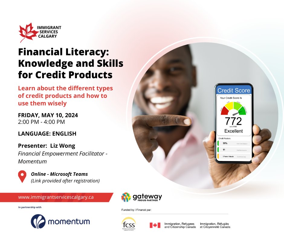 Would you like to learn how to manage your credit more effectively? Join this information session with Liz Wong, a financial literacy trainer with Momentum, to understand the different types of credit products and how to use them. To register: immigrantservicescalgary.ca/event/financia…