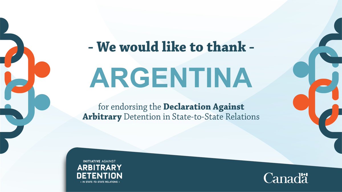 Welcome #Argentina as the 76th endorser of the Declaration Against #ArbitraryDetention in State-to-State Relations. Let’s continue to work together to protect #HumanRights. Learn more about the Declaration ➡️ international.gc.ca/world-monde/is…