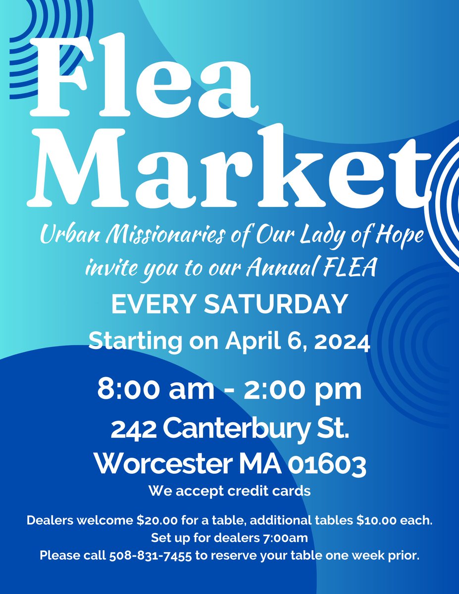 Looking for a chance to get out and explore some great bargains that will help people in our community? Our Urban Missionaries of Our Lady of Hope flea market at 242 Canterbury Street in Worcester is open each Saturday for the season! #worcesterma #worcestermass