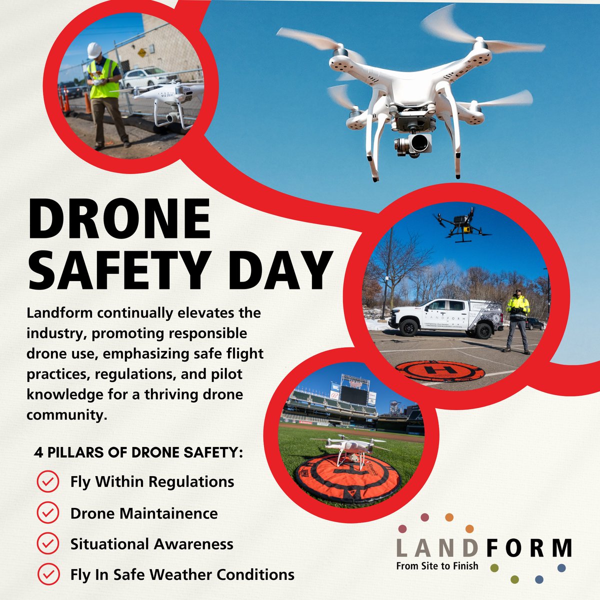 Tomorrow, on #DroneSafetyDay, we are proud to reaffirm our unwavering commitment to the industry’s highest safety standards with @FAANews. More at landform.net/drone-safety-d…

#FAA #UAS #DroneMapping #Topography #ConstructionSurvey #GIS #UASafety #DronePilot #DroneInspection