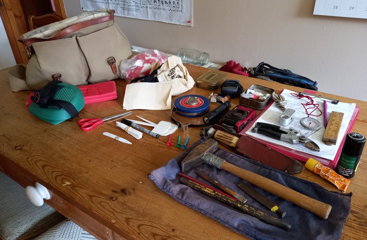 These are the contents of a very experienced lichen surveyor's field kit. What's in your field kit?
