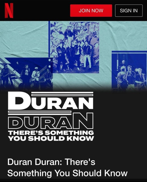 Great news for all our US based  friends and followers: @zoejdobson brilliant Duran Duran featuredoc is out now on @netflix US. Do watch. Its a nostalgiatastic treat!