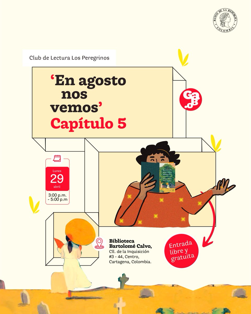 Si estás interesado en explorar y discutir en profundidad la historia detrás de la obra póstuma de #Gabo, ‘En agosto nos vemos’, ¡apúntate a este espacio diseñado para los amantes de las palabras de nuestro Nobel de Literatura!😊📚 Regístrate 👉🏽 bit.ly/3uVcce3