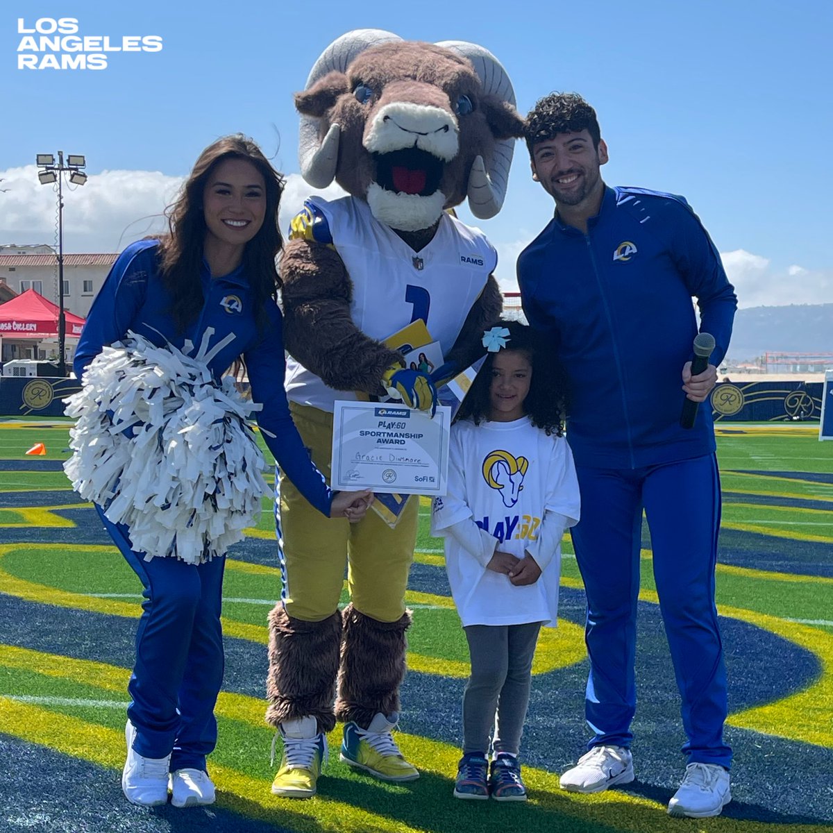 All smiles for Day ✌️ @RamsNFL Draft Experience at @SoFi Field in Hermosa Beach!