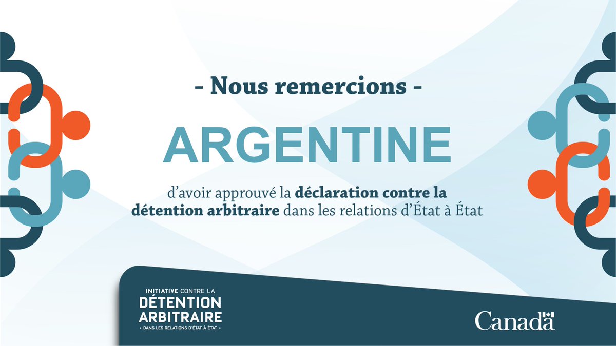 CanadaPE's tweet photo. Bienvenue à l’#Argentine en tant que le 76eadhérent à la Déclaration contre la #DétentionArbitraire dans les relations d'État à État. Continuons à travailler ensemble pour protéger les #DroitsDe LHomme.
Pour en savoir plus sur la Déclaration ➡️ https://t.co/BepdWOpNhF https://t.co/1aBDm63nTB