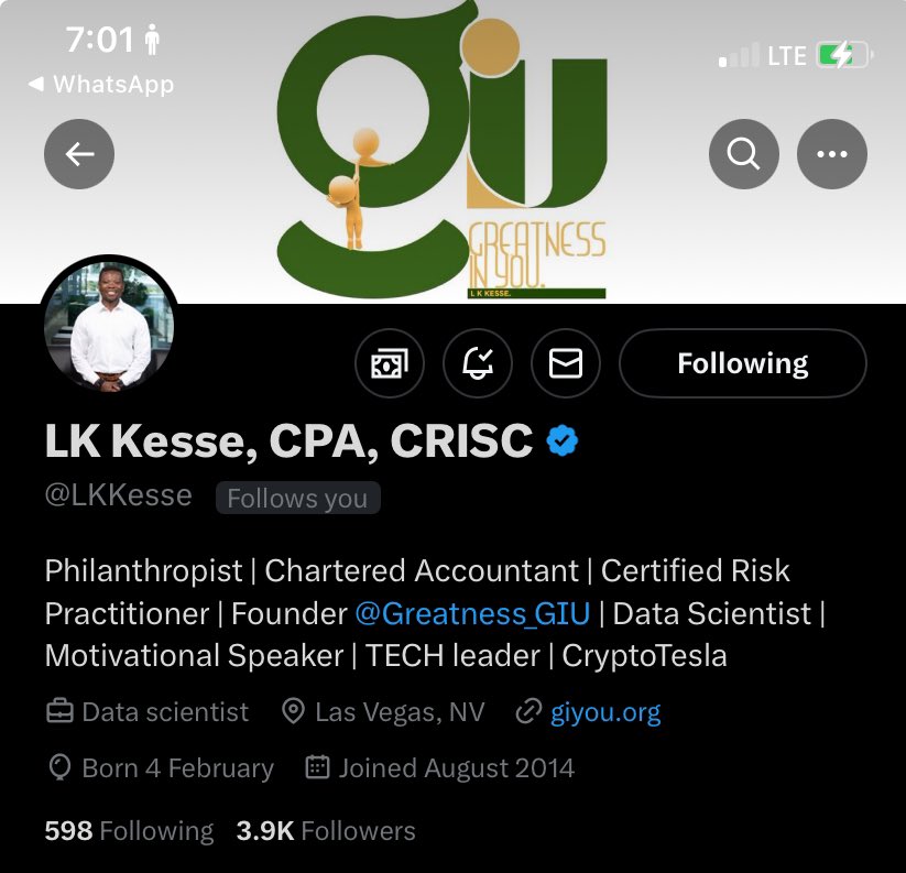 GIVEAWAY!!! Tag and make a tweet asking ur friends to follow Sir @LKKesse Let’s reach 4K followers tonight!!! NB; the more u tweet, the more u stand the chance of winning 💰🙏❤️ #GIU 💕