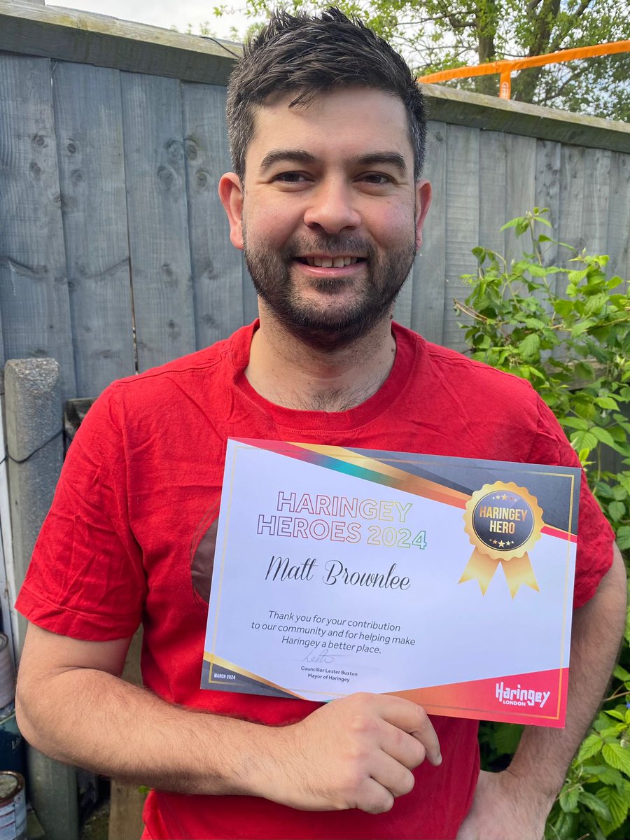 Our very own, Matt Brownlee, recently received a Haringey Hero award for going above & beyond to make Haringey a better place. Nearly 100 hero’s were celebrated but Matt was one of 3 who got a special mention. He is the beating heart of HEN17; it wouldn’t exist without him. 👑🫶