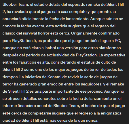 🚨 ¡La espera está por terminar! Bloober Team anuncia que el remake de Silent Hill 2 está en sus etapas finales de desarrollo, con un anuncio oficial de la fecha de lanzamiento esperado pronto. ¿Estás listo para regresar a Silent Hill? #SilentHill2 #Remake #BlooberTeam