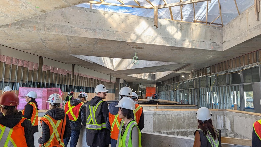 The design for the School of Biomedical Engineering building on the UBC Vancouver campus seamlessly blends architectural expression and functionality. Some members of our team were able to participate in a site tour. We are proud to be the Structural Engineer on this project.