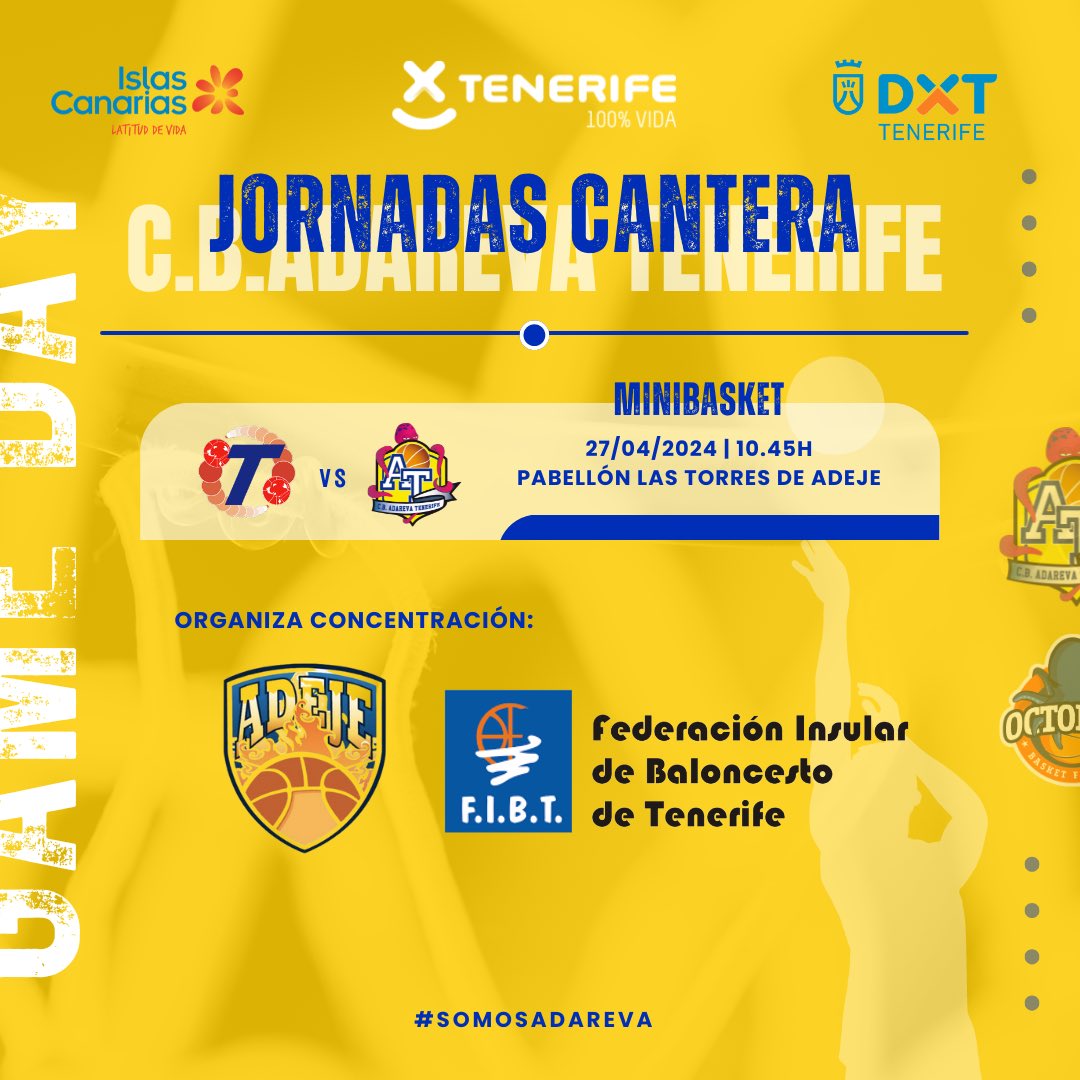 #Cantera | 📅 JORNADAS FIN DE SEMANA

🔥 Vamos pulpit@s!!

LET’S GO!! 💙💛

#somosadareva #canteraAMARILLA #ilusionporelbasket #baloncestofemenino
#dxtenerife