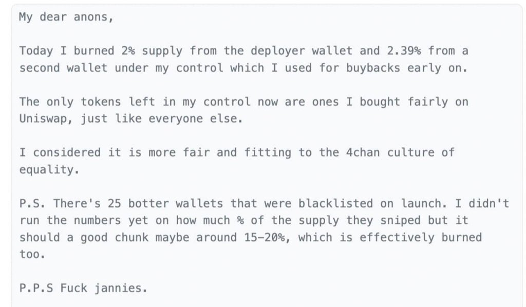 Don't get confused #4chan token has always been on #ETH where it should be not #BASE or #SOL  🍀

#4chantoken @4chantokenio 

etherscan.io/token/0xe0A458…