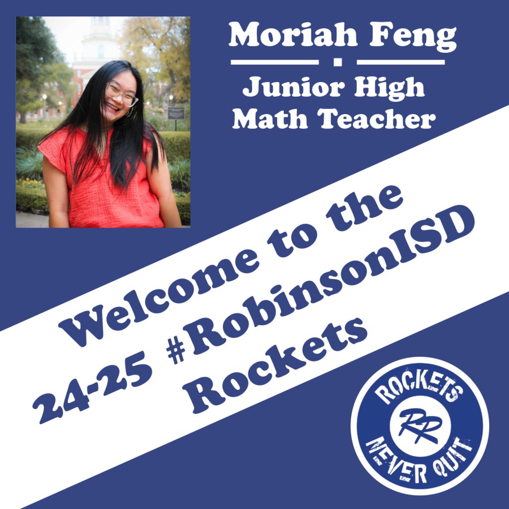 Join us in welcoming Ms. Feng to RJH! We're so excited to have her as part of the team. #RobinsonISD