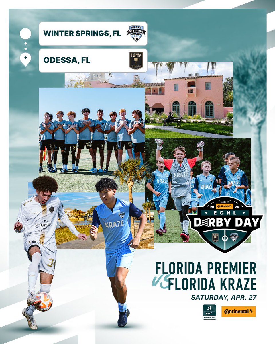 The 𝐂𝐨𝐧𝐭𝐢𝐧𝐞𝐧𝐭𝐚𝐥 𝐓𝐢𝐫𝐞 𝐄𝐂𝐍𝐋 𝐃𝐞𝐫𝐛𝐲 𝐃𝐚𝐲 heads to Florida this weekend! Florida Premier will take on Florida Kraze for the Sunshine State's bragging rights. @FlKrazeKrush | @florida_premier