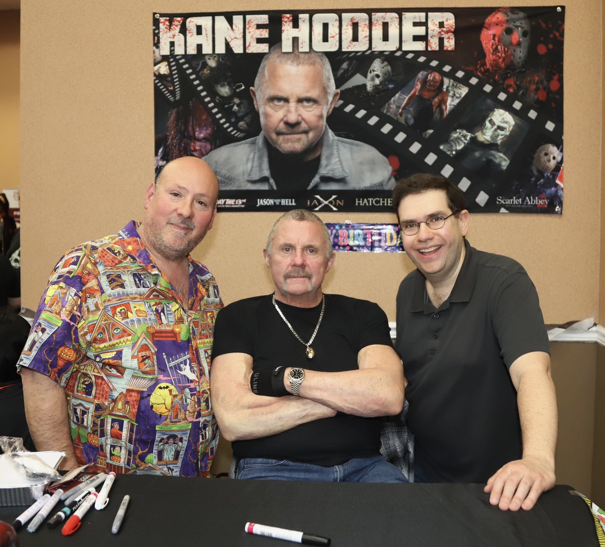 Me and Barry Brown meeting Kane Hodder at NJ Horror Con, last weekend.