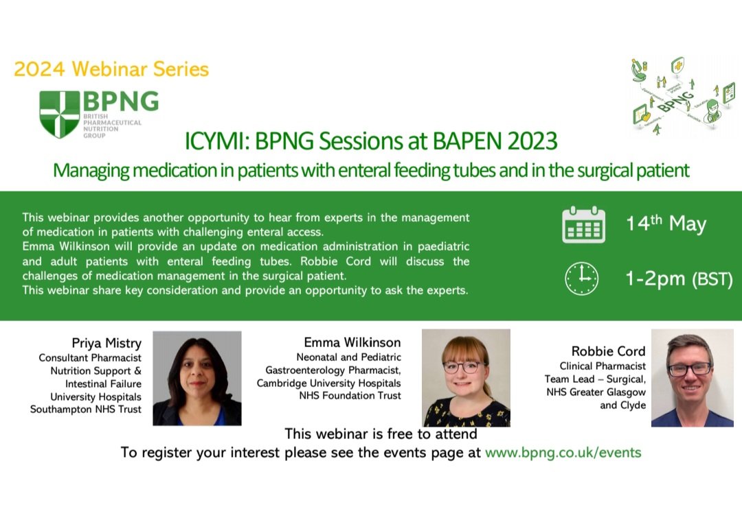 Pleased to announce the next BPNG webinar. Free to register. All mdt members welcome @BAPENUK @bpnginfo @NNNGUK @BDA_Dietitians 👉 bpng.co.uk/events/home/bp…