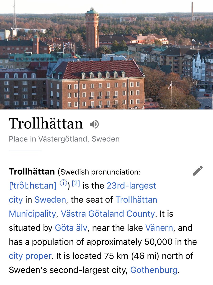 Can’t believe I’ve been living or working in Manhattan for 20 years and am just now learning there is a real live actual city in the world called Trollhättan